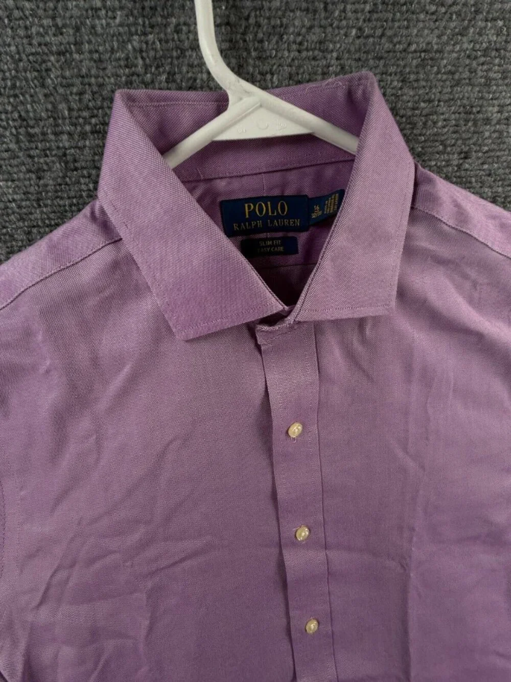 Polo Ralph Lauren Purple Slim Fit Easy Care Button Up Shirt Long Sleeve 16 32/33